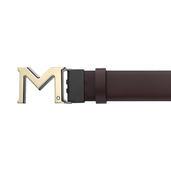 Læderbælte 35 mm, vendbart brun/grå med M spænde